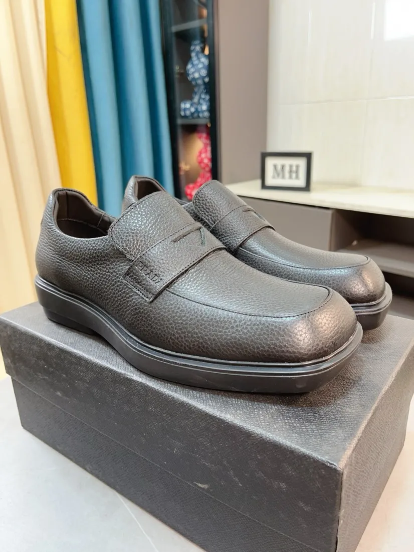 Men's shoes 💰540🌹🌹【PRADA Leather Shoes】Top purchasing agency Original imported Italian custom-made open-edge beaded cowhide leather surface, fully imported water-dyed breathable cowhide lining, original factory special molded sole super comfortable, size: 38-44